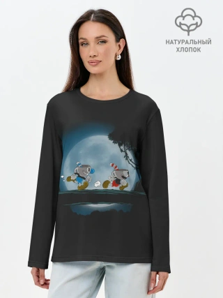 Лонгслив женский. Хлопок / Ночная прогулка