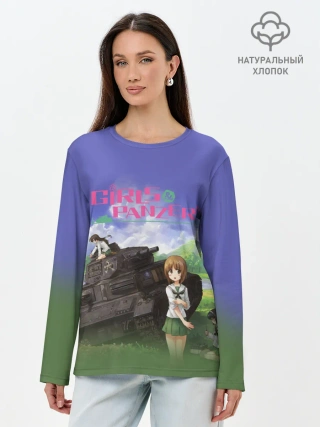Лонгслив женский. Хлопок / Девушки и танки | Girls und Panzer
