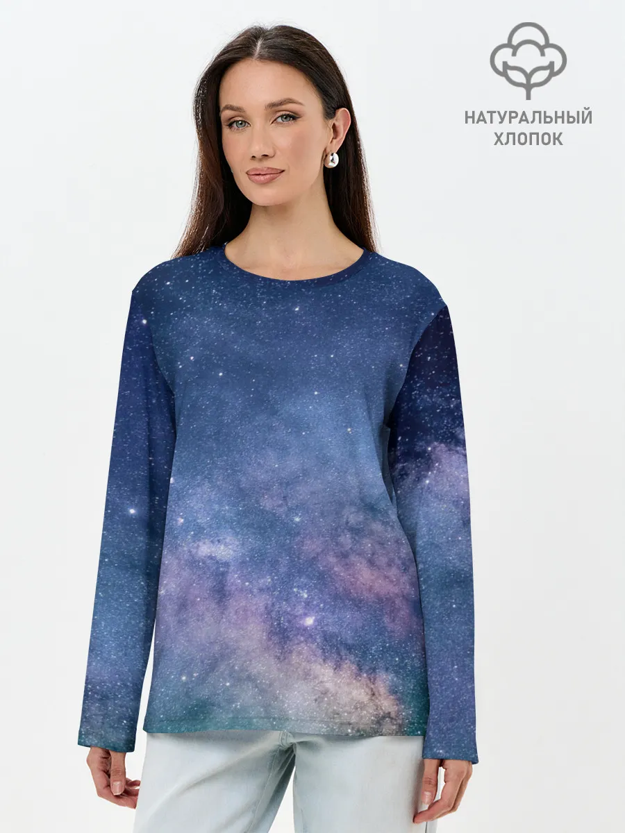 Лонгслив женский. Хлопок / Космос