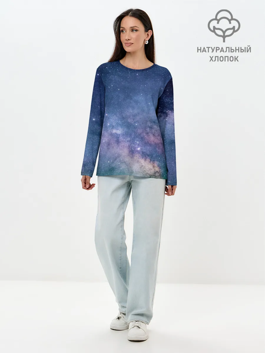 Лонгслив женский. Хлопок / Космос