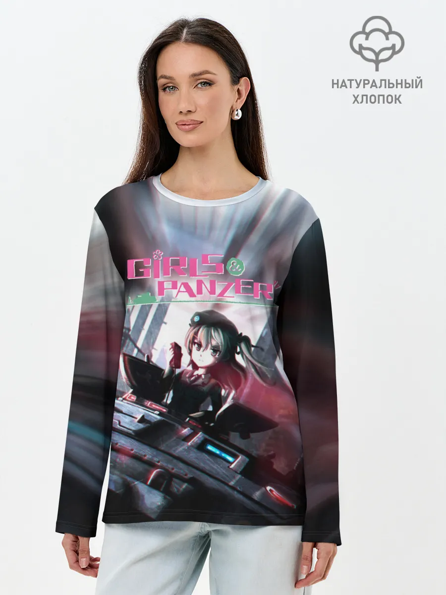 Лонгслив женский. Хлопок / Девушки и танки | Арису Симада