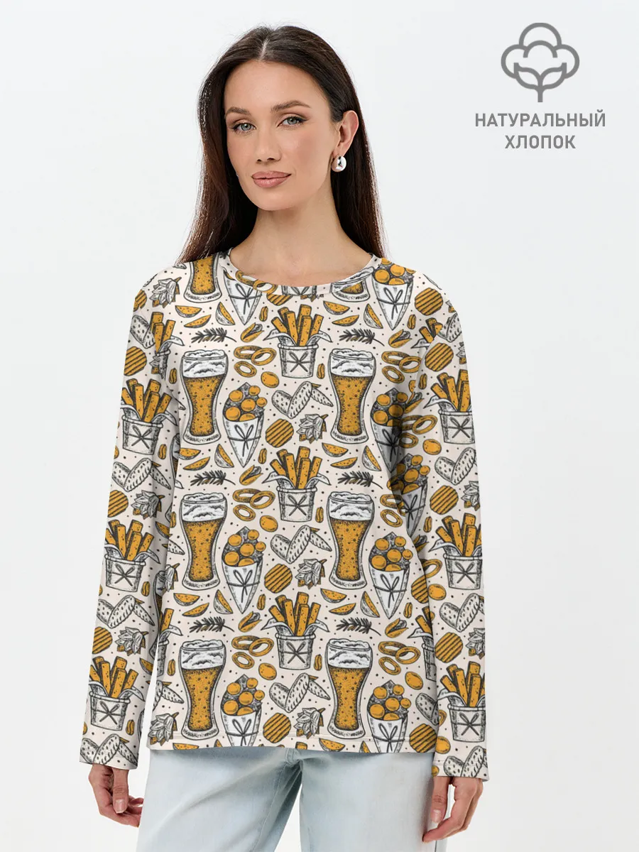 Лонгслив женский. Хлопок / Background Beer