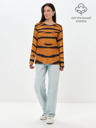 Лонгслив женский. Хлопок / Тигровый Раскрас