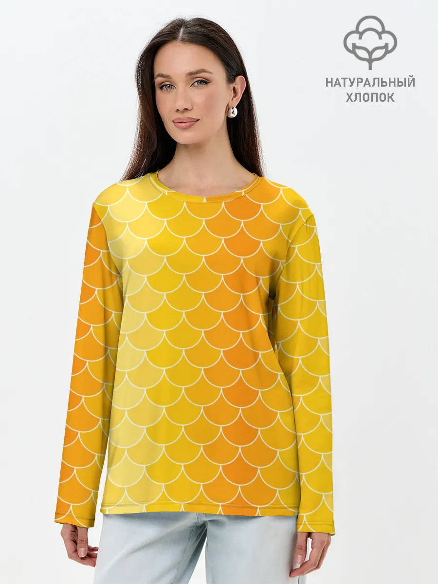 Лонгслив женский. Хлопок / Желтая чешуя