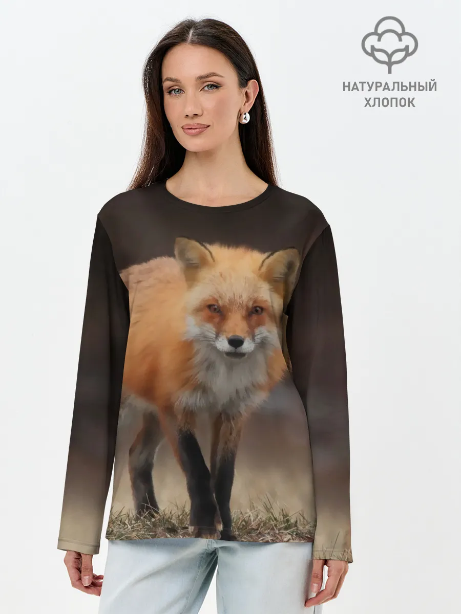 Лонгслив женский. Хлопок / Хитрая лисица