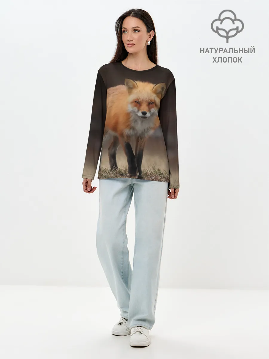 Лонгслив женский. Хлопок / Хитрая лисица