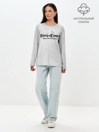 Лонгслив женский. Хлопок / Чёрный клевер Quartet Knights