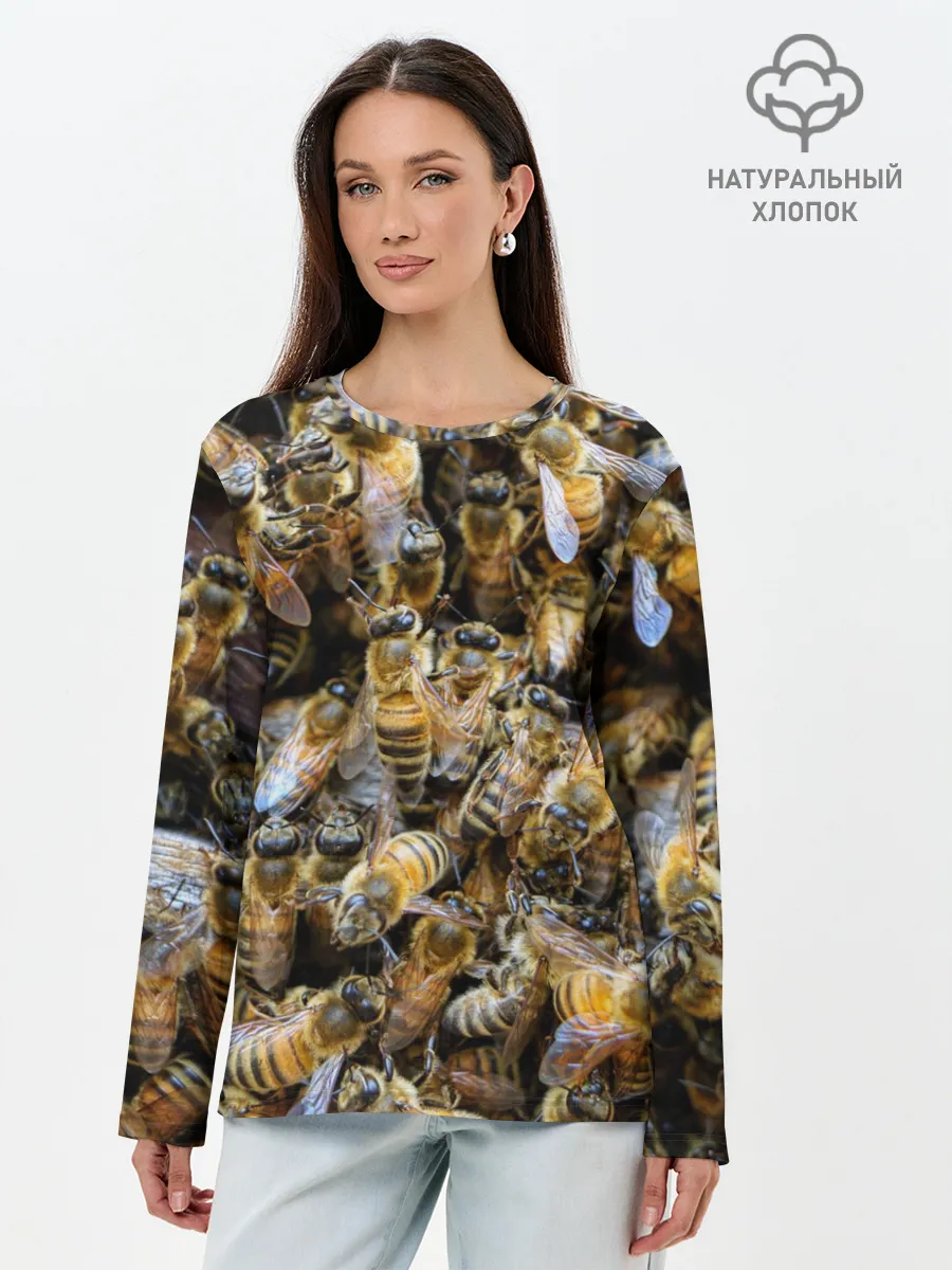 Лонгслив женский. Хлопок / Пчёлы