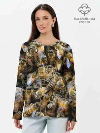 Лонгслив женский. Хлопок / Пчёлы