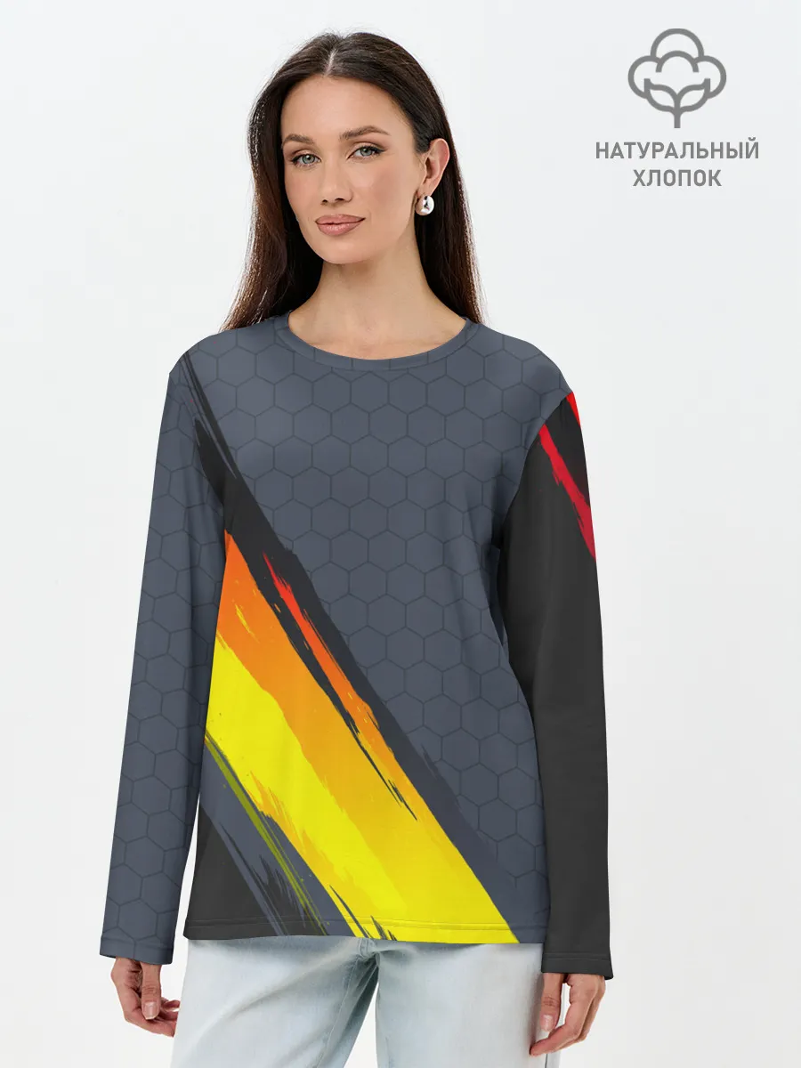 Лонгслив женский. Хлопок / Gray Yellow Style