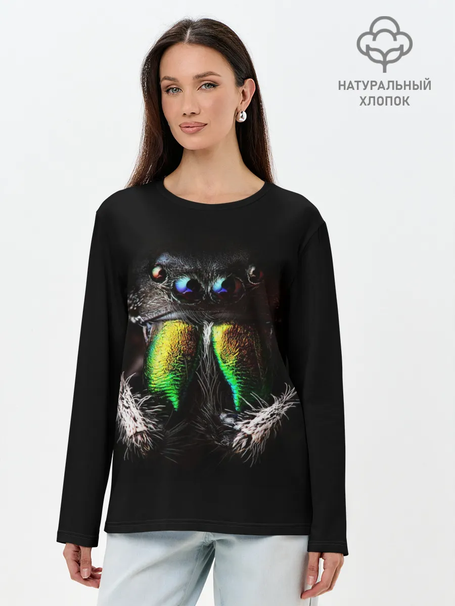 Лонгслив женский. Хлопок / ПАУК МАКРО СЪЕМКА