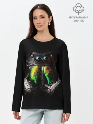 Лонгслив женский. Хлопок / ПАУК МАКРО СЪЕМКА