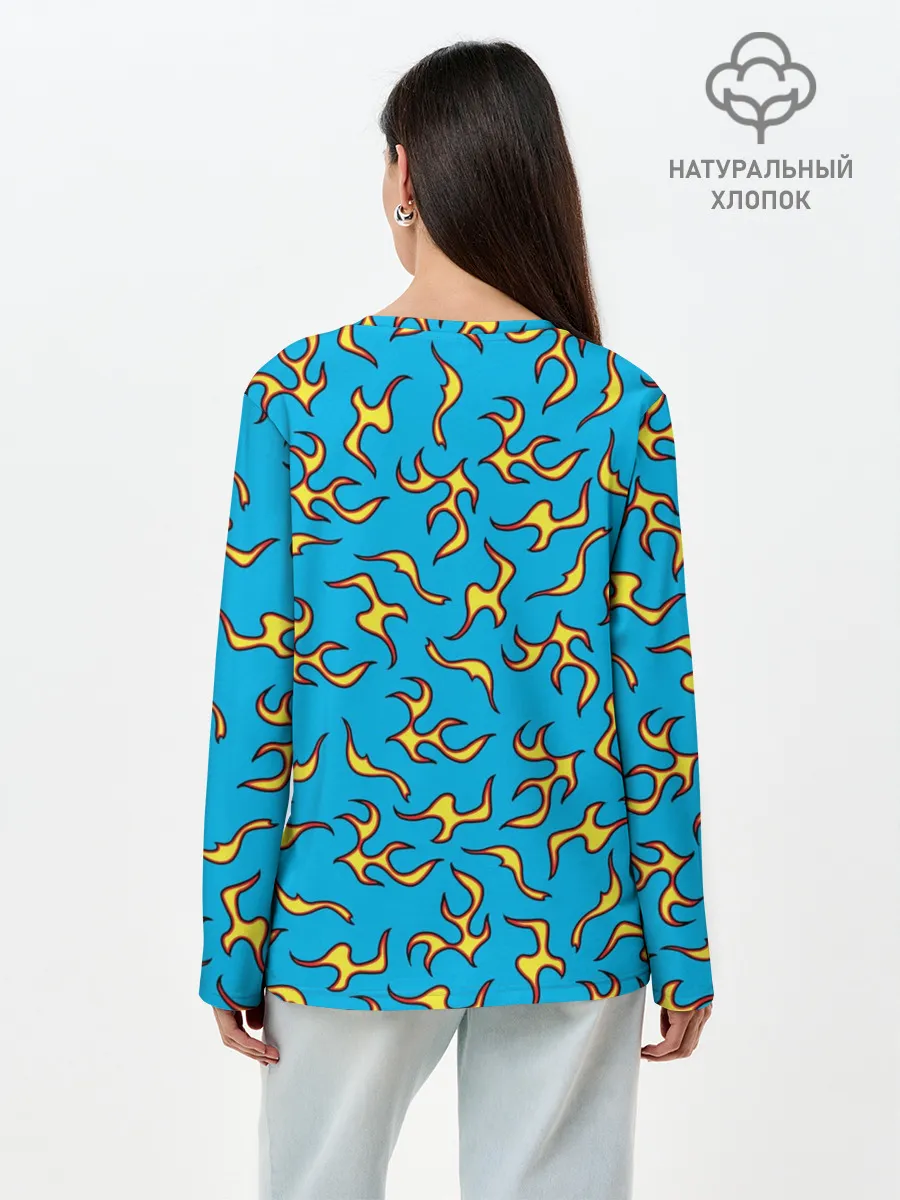 Лонгслив женский. Хлопок / ОГОНЬ / УЗОР / FIRE