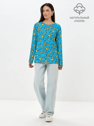 Лонгслив женский. Хлопок / ОГОНЬ / УЗОР / FIRE