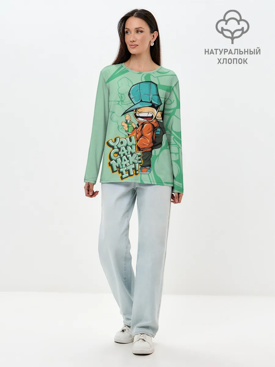 Лонгслив женский. Хлопок / Люблю граффити