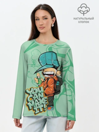 Лонгслив женский. Хлопок / Люблю граффити