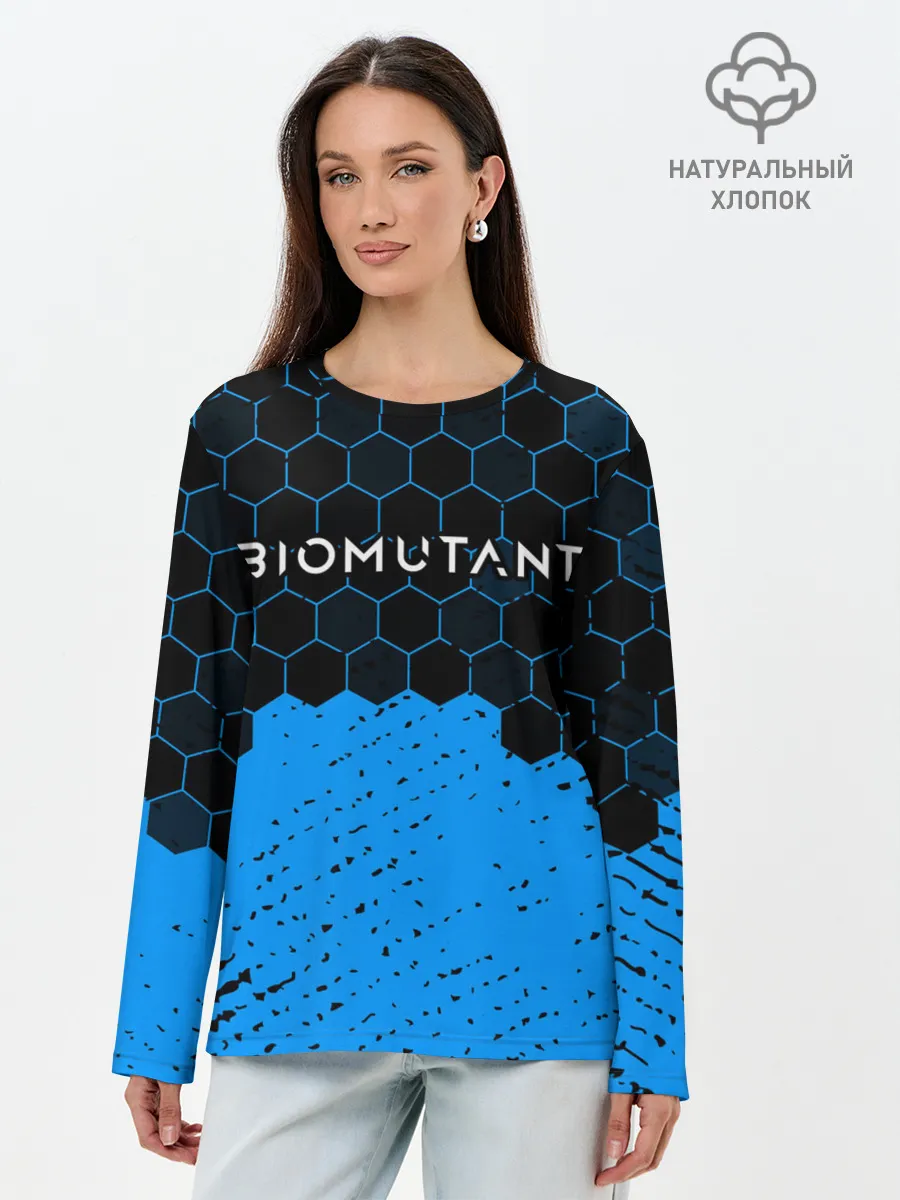 Лонгслив женский. Хлопок / Biomutant - Hexagon