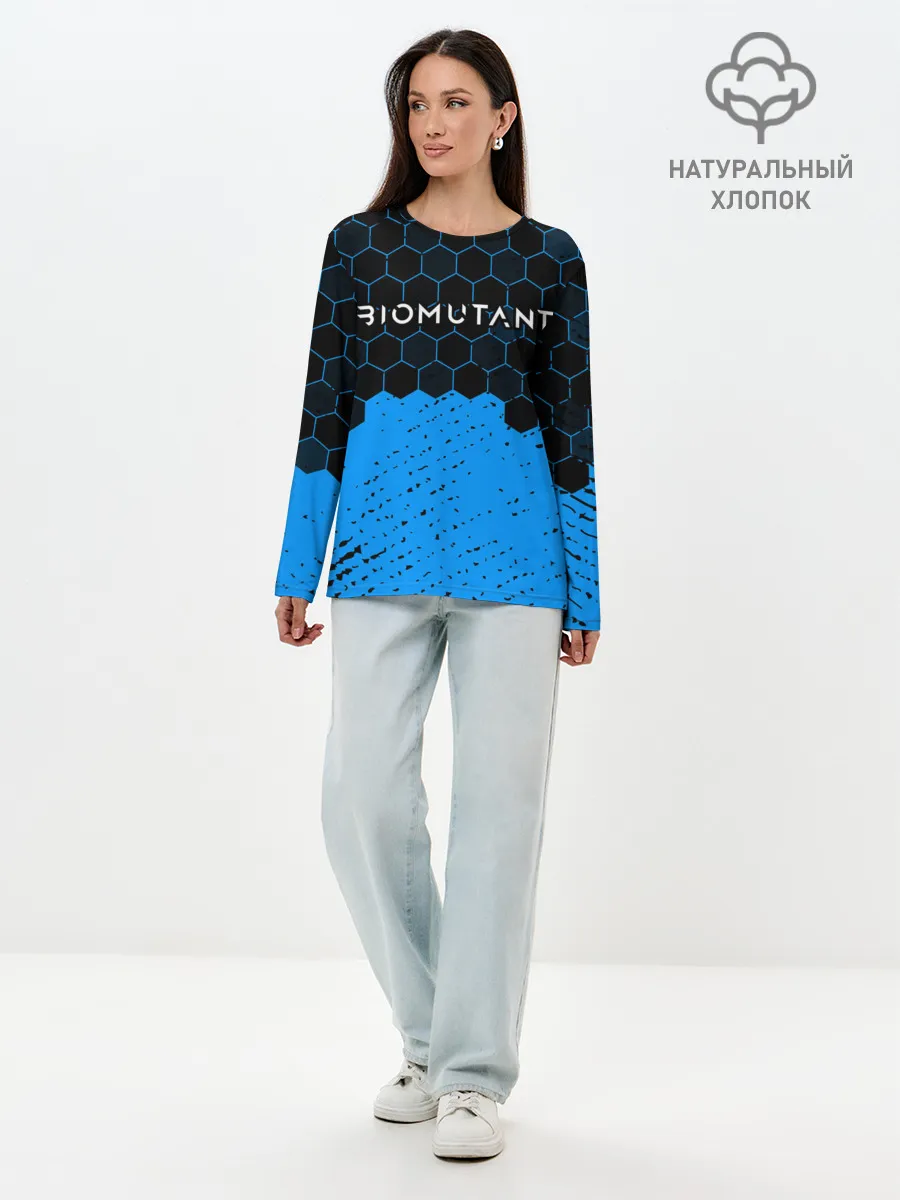 Лонгслив женский. Хлопок / Biomutant - Hexagon