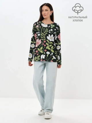 Лонгслив женский. Хлопок / Полевые цветы