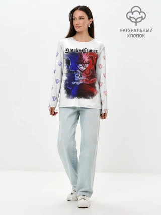 Лонгслив женский. Хлопок / Аста Чёрный клевер | Черные быки