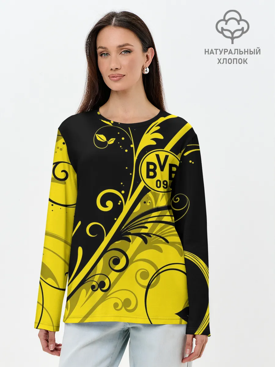 Лонгслив женский. Хлопок / ФК БОРУССИЯ / FC BORUSSIA