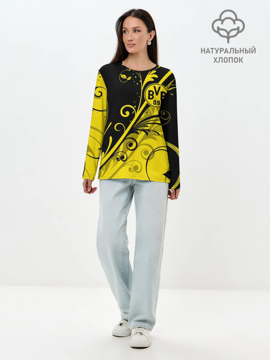 Лонгслив женский. Хлопок / ФК БОРУССИЯ / FC BORUSSIA