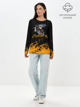 Лонгслив женский. Хлопок / Аста с мечом Чёрный клевер