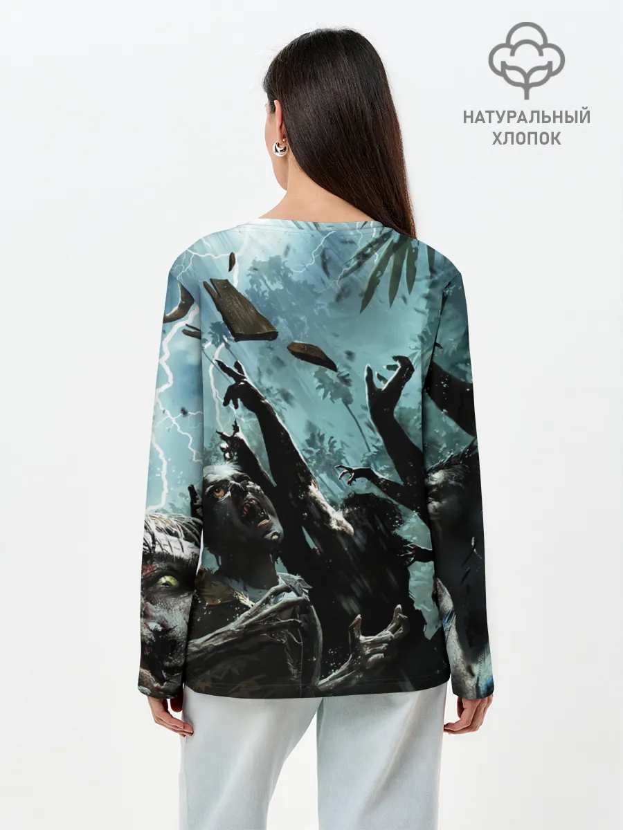 Лонгслив женский. Хлопок / Толпа зомби