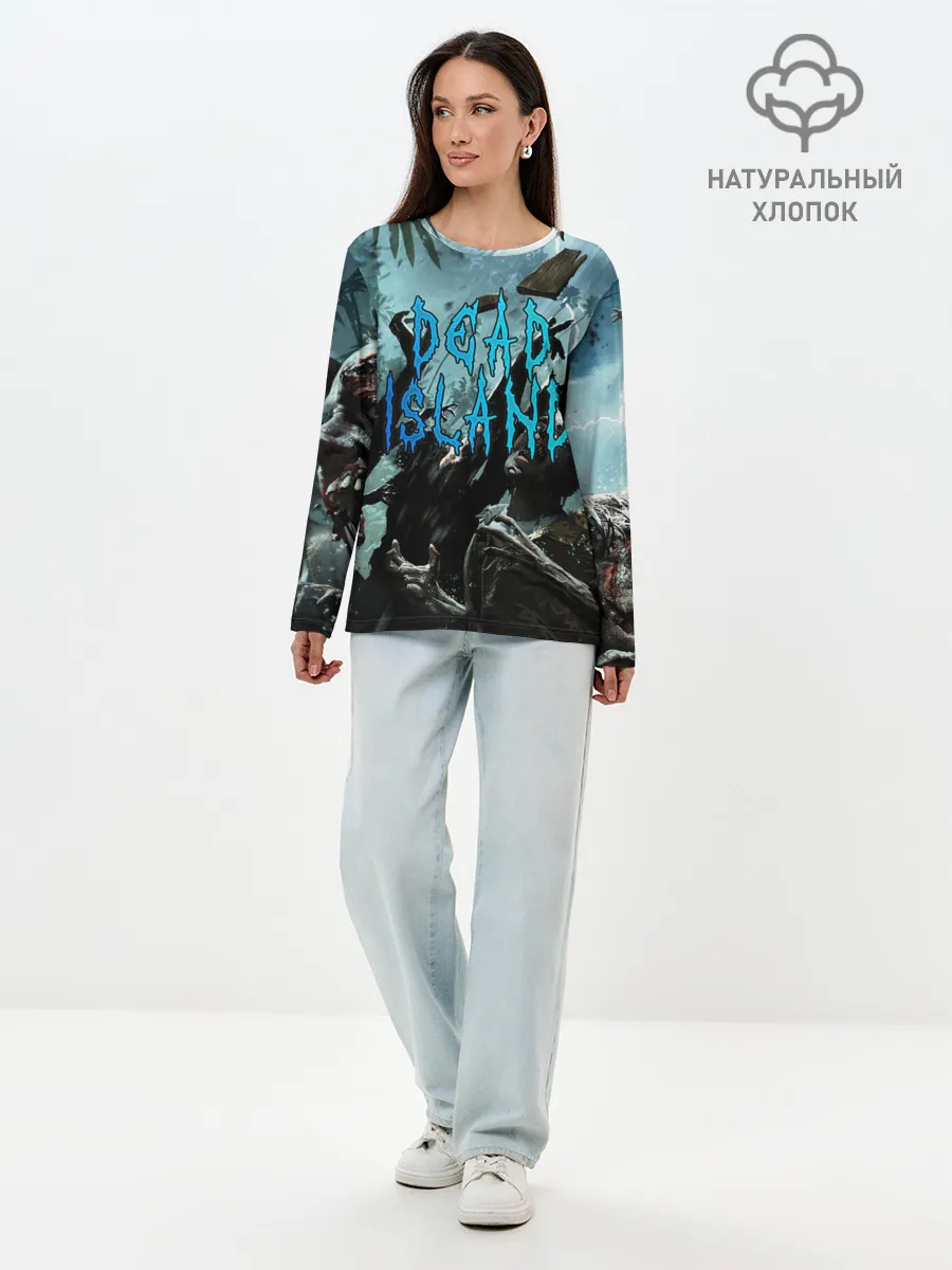 Лонгслив женский. Хлопок / Толпа зомби