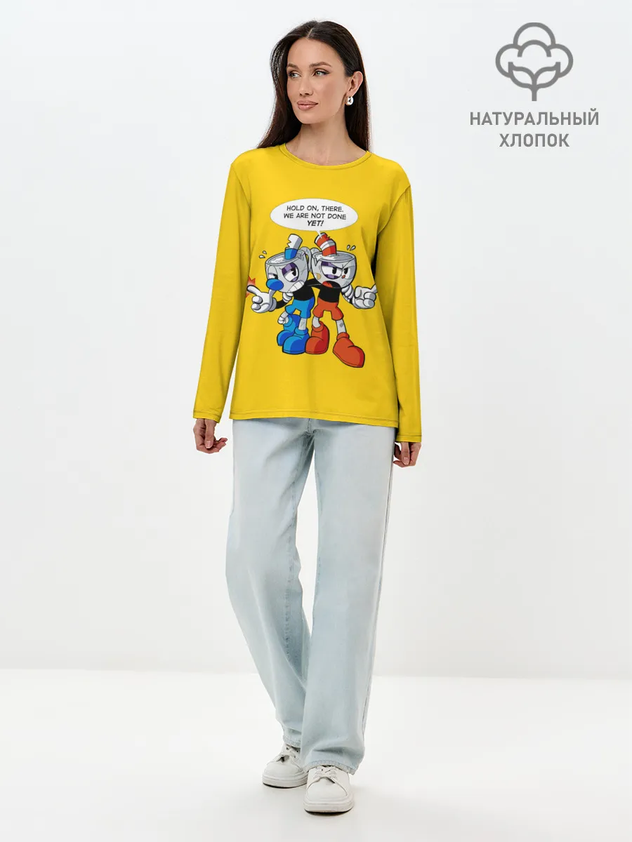 Лонгслив женский. Хлопок / Побитые кружки