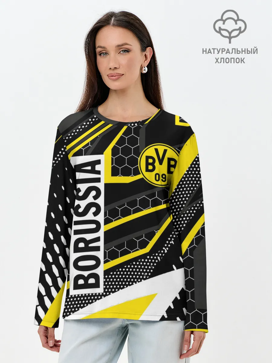 Лонгслив женский. Хлопок / ФК БОРУССИЯ / FC BORUSSIA