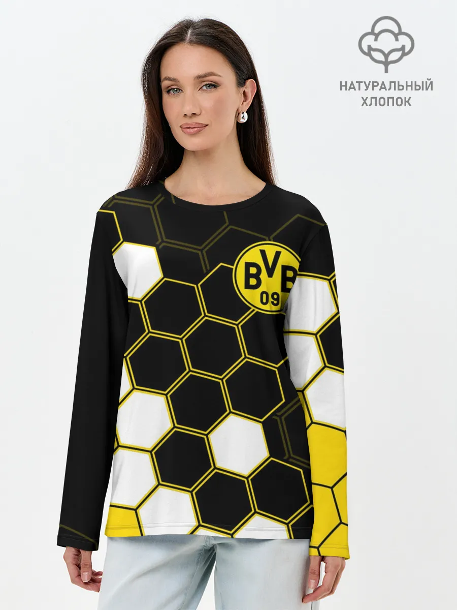 Лонгслив женский. Хлопок / ФК БОРУССИЯ / FC BORUSSIA