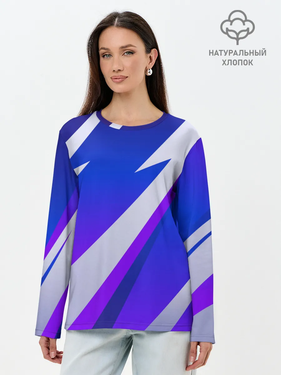 Лонгслив женский. Хлопок / SPORT STYLE BLUE