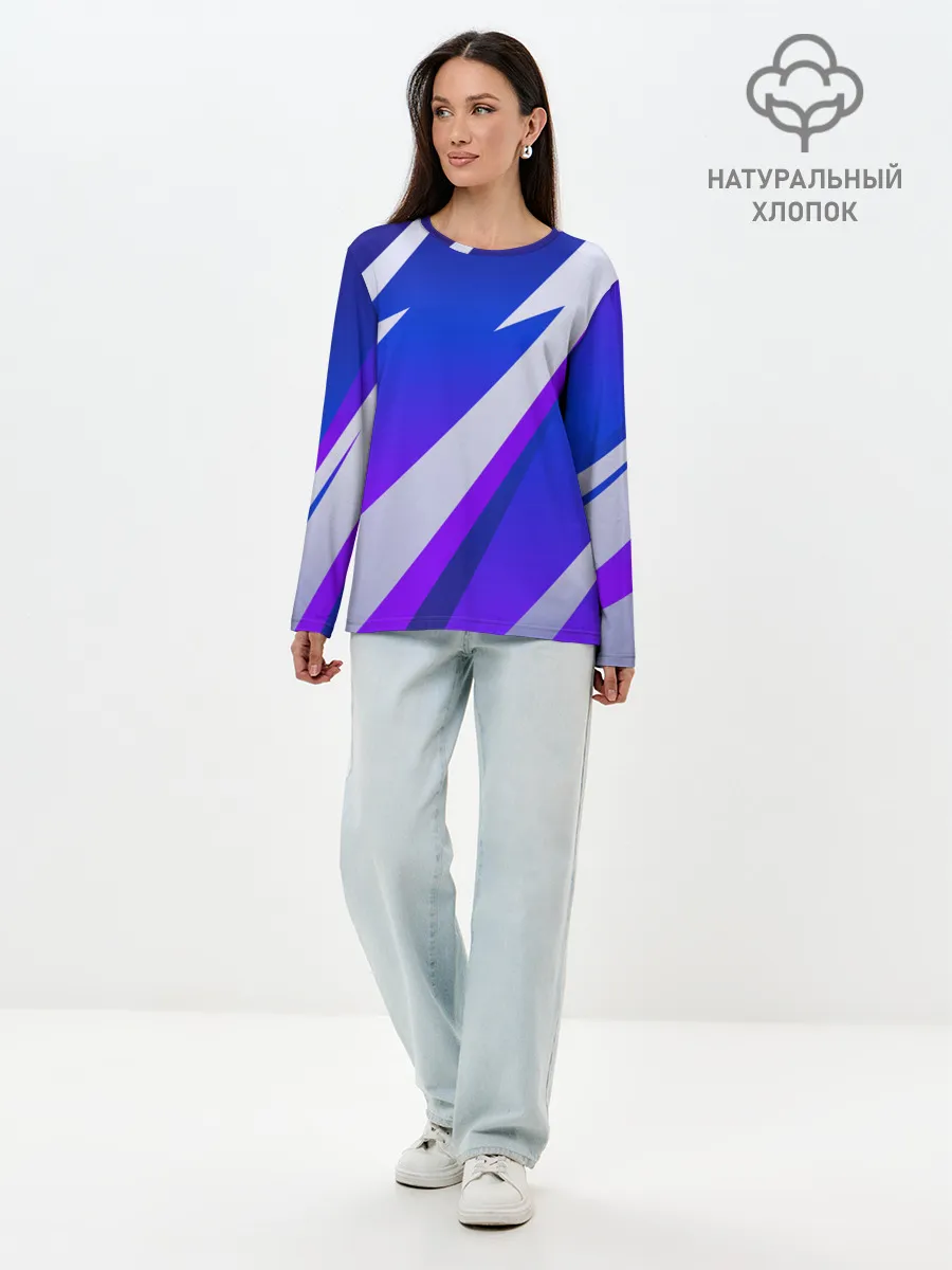 Лонгслив женский. Хлопок / SPORT STYLE BLUE