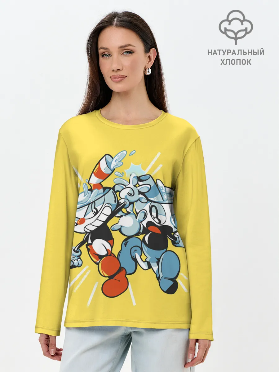 Лонгслив женский. Хлопок / Cuphead bros