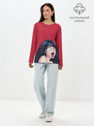 Лонгслив женский. Хлопок / ХИНАТА АХЕГАО | AHEGAO