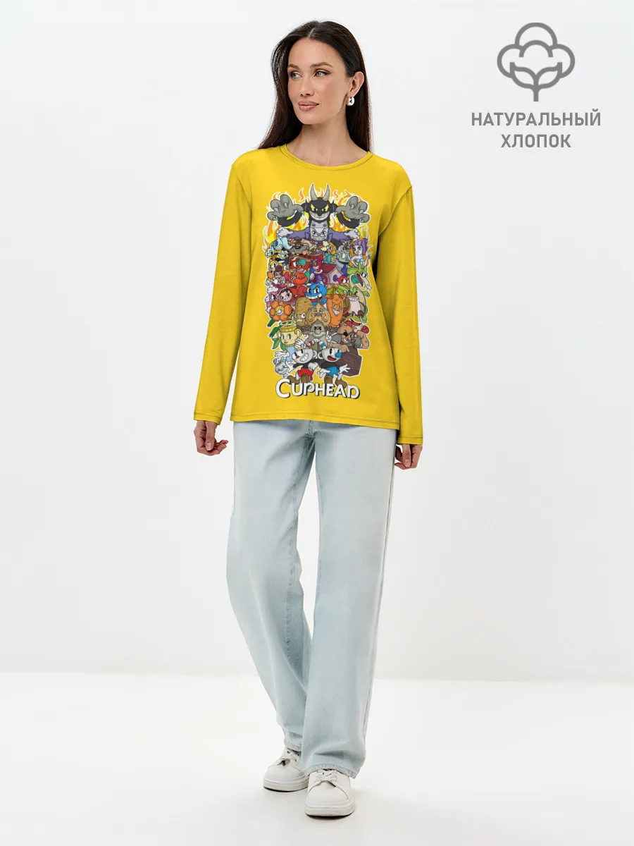 Лонгслив женский. Хлопок / CupHead Family