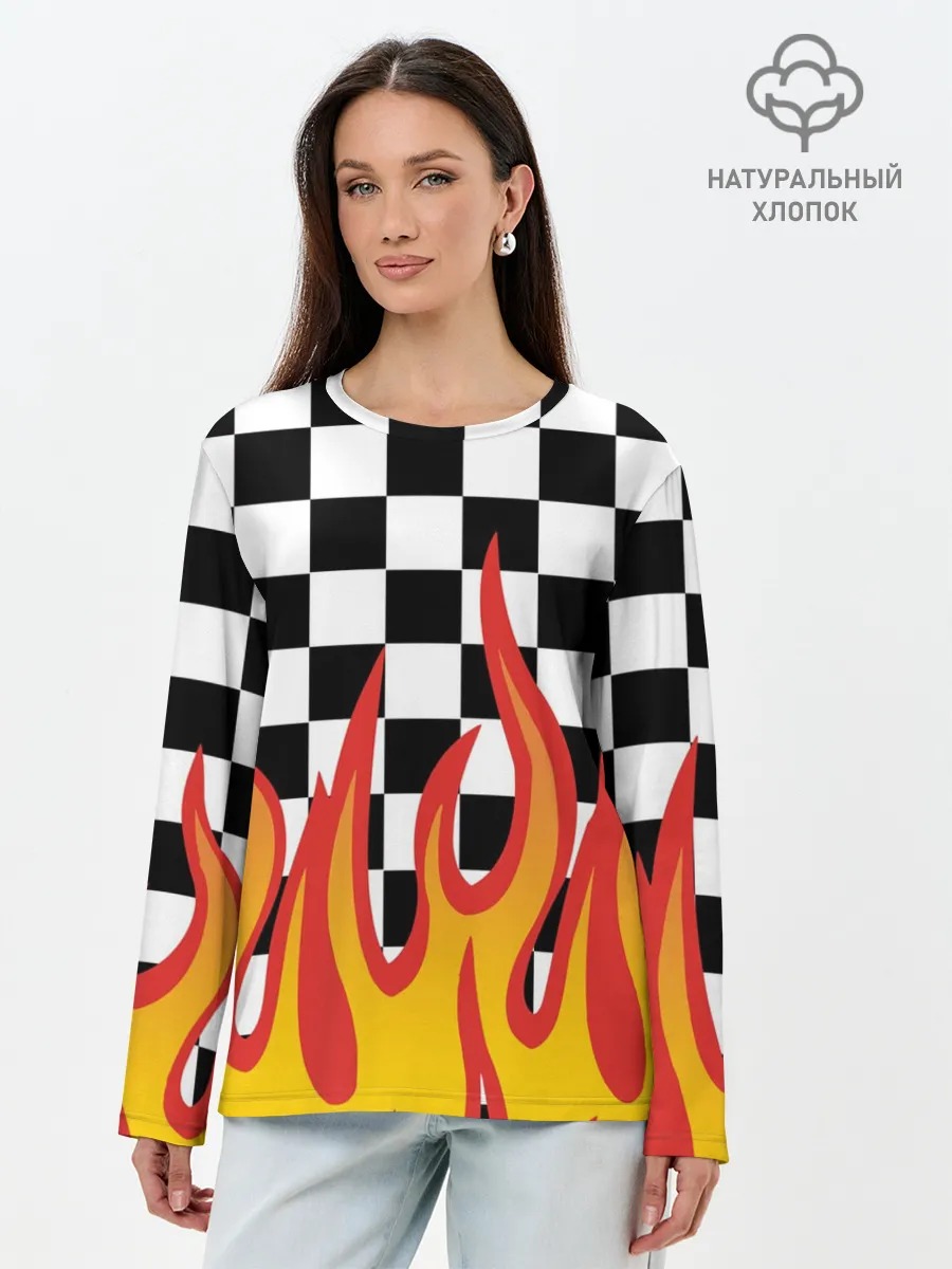 Лонгслив женский. Хлопок / ОГОНЬ / УЗОР / PATTERN