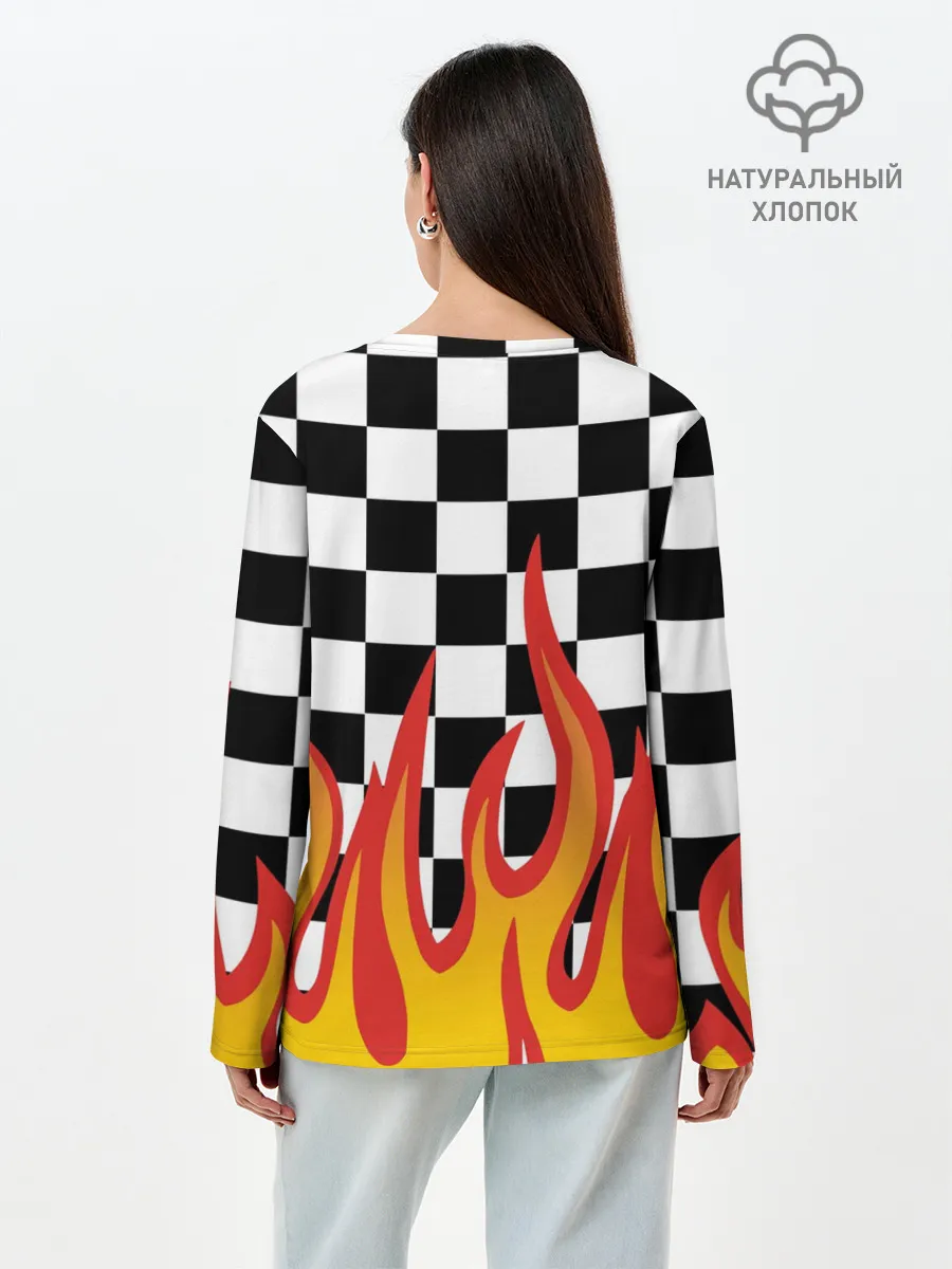 Лонгслив женский. Хлопок / ОГОНЬ / УЗОР / PATTERN
