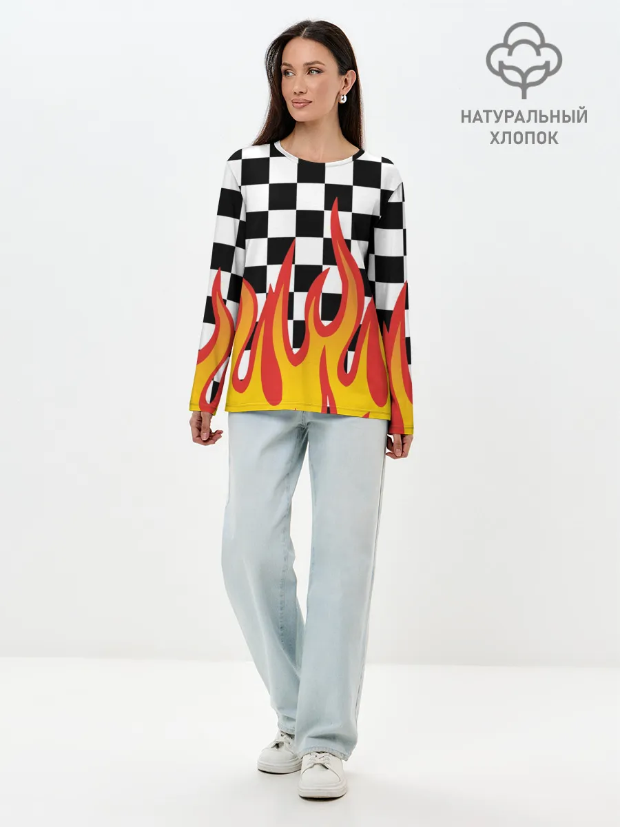 Лонгслив женский. Хлопок / ОГОНЬ / УЗОР / PATTERN