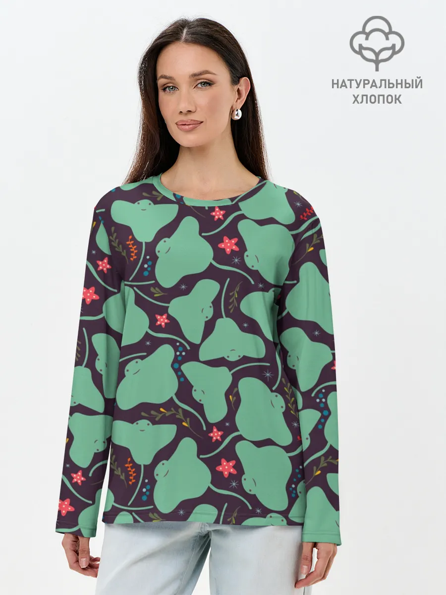 Лонгслив женский. Хлопок / Скаты