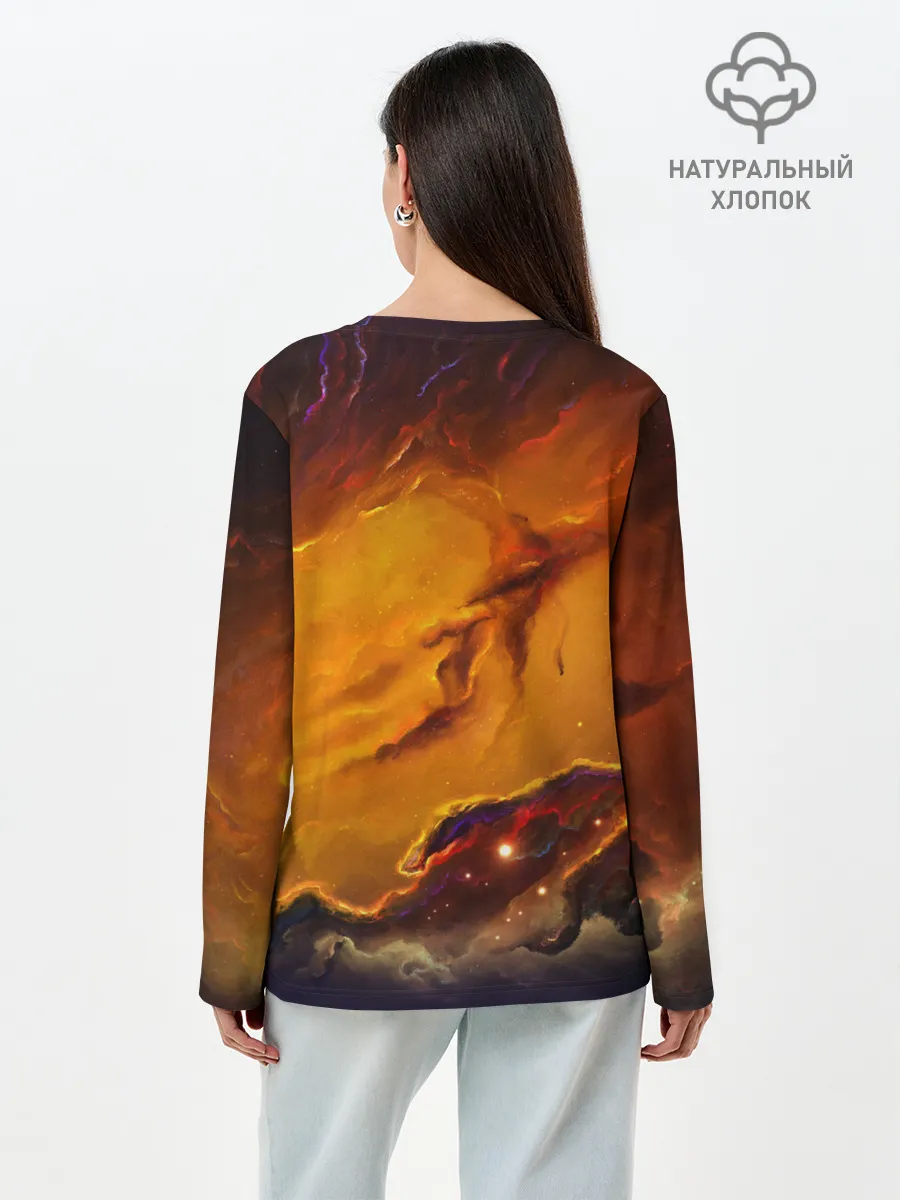 Лонгслив женский. Хлопок / Космический кот | Space Cat