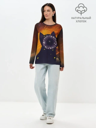 Лонгслив женский. Хлопок / Космический кот | Space Cat