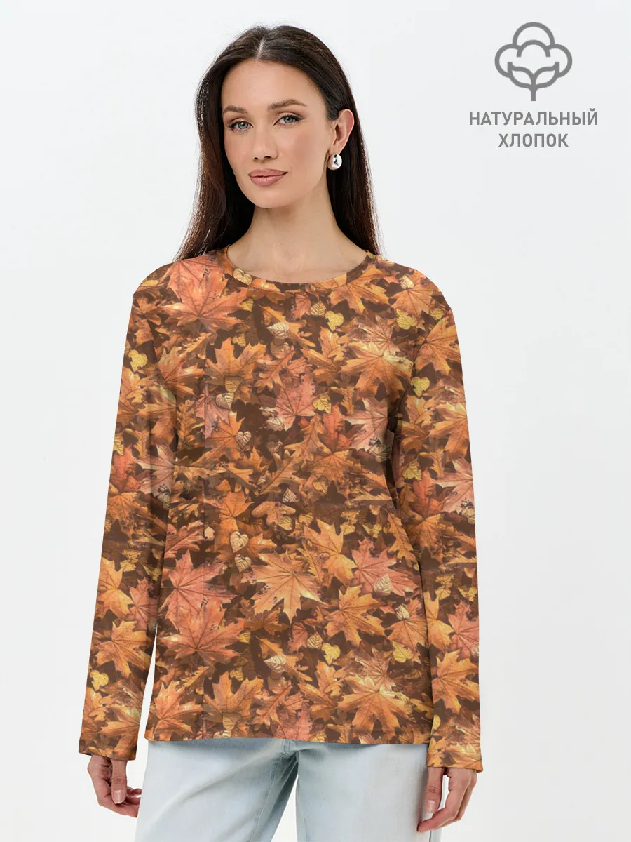 Лонгслив женский. Хлопок / Осеннее листопад