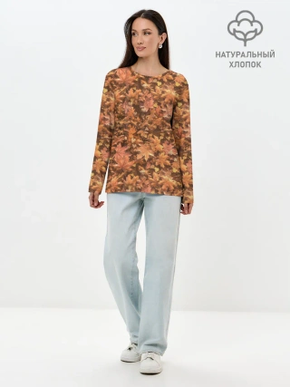 Лонгслив женский. Хлопок / Осеннее листопад