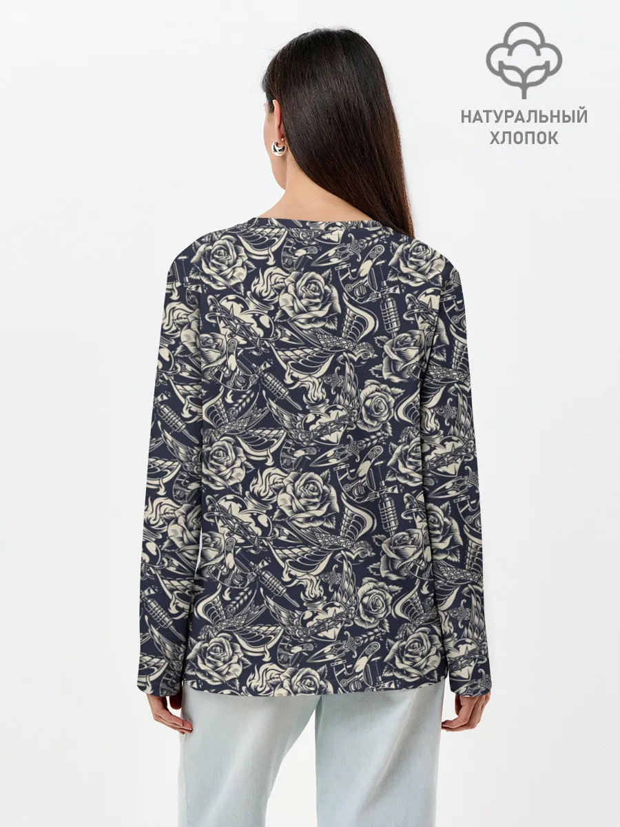 Лонгслив женский. Хлопок / Тату мастер