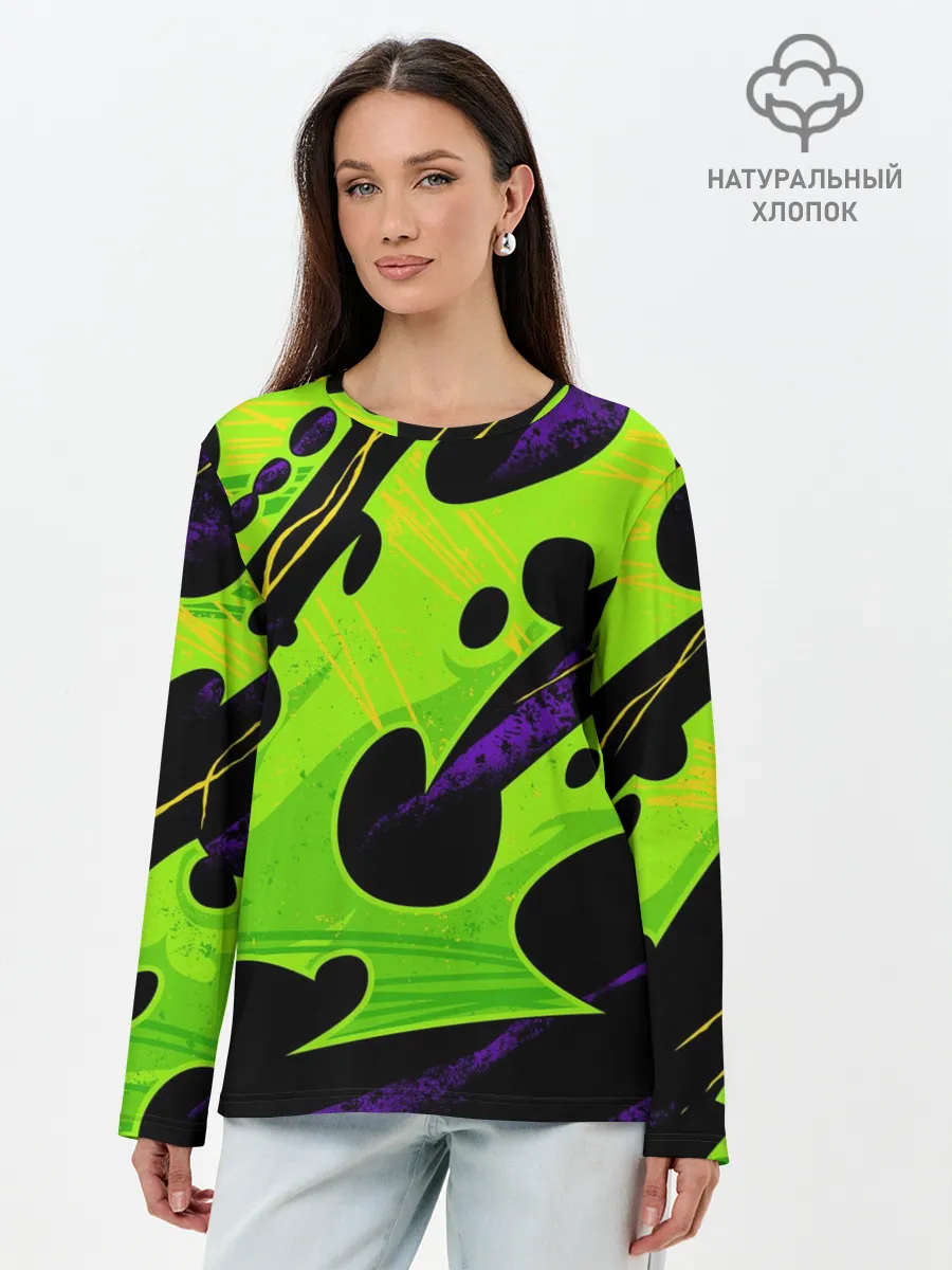 Лонгслив женский. Хлопок / КИСЛОТНАЯ ОРГАНИКА | НЕОНОВАЯ