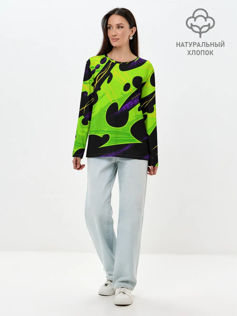 Лонгслив женский. Хлопок / КИСЛОТНАЯ ОРГАНИКА | НЕОНОВАЯ