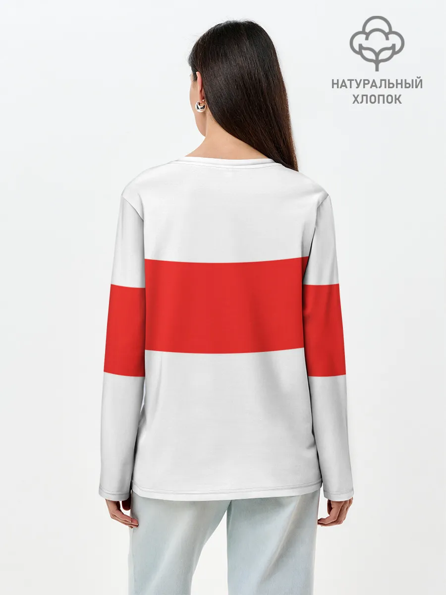 Лонгслив женский. Хлопок / Чёрный клевер Аста красная полоса