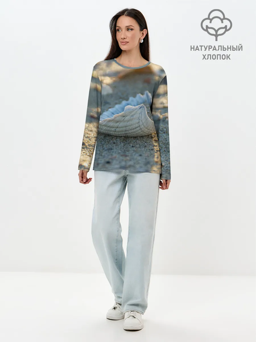 Лонгслив женский. Хлопок / Морская ракушка